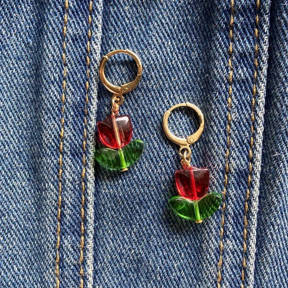 handmade tulip earrings - Picture 2 of 2